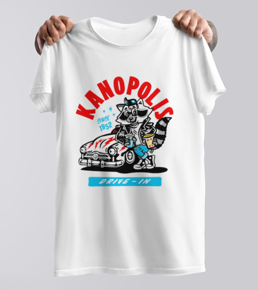 Kanopolis Drive In Since 1952 Raccoon Car T-Shirt