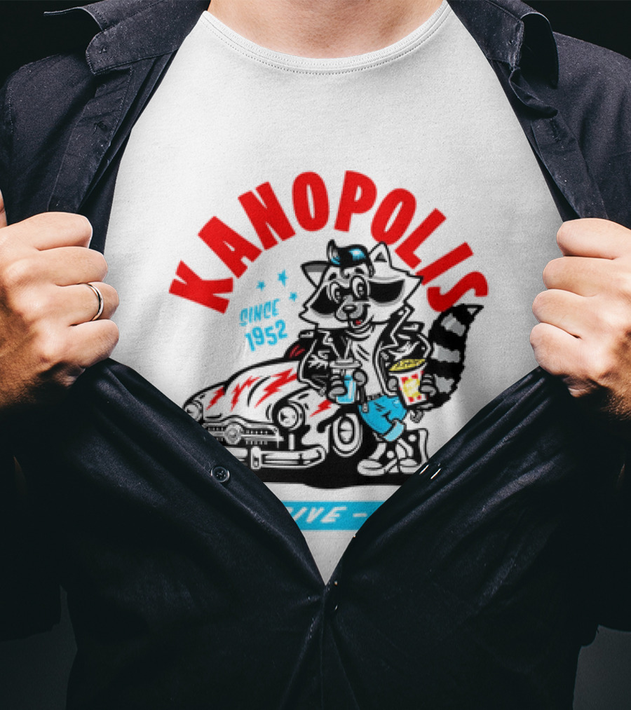 Kanopolis Drive In Since 1952 Raccoon Car T-Shirt
