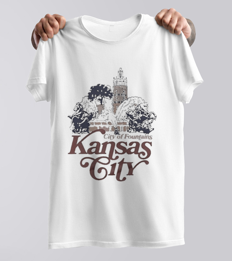 Kansas City City Of Fountains Missouri Tower And Trees T-Shirt