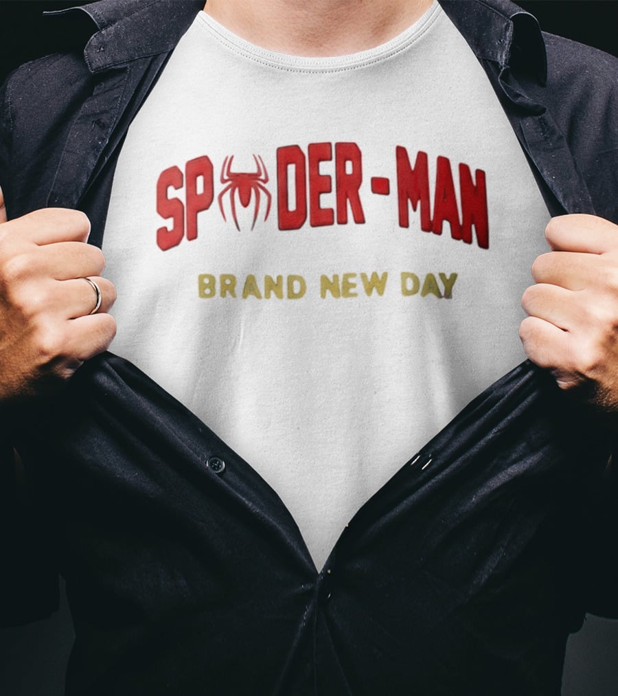 Spider Man Brand New Day Iconic Red Text With Spider T-Shirt