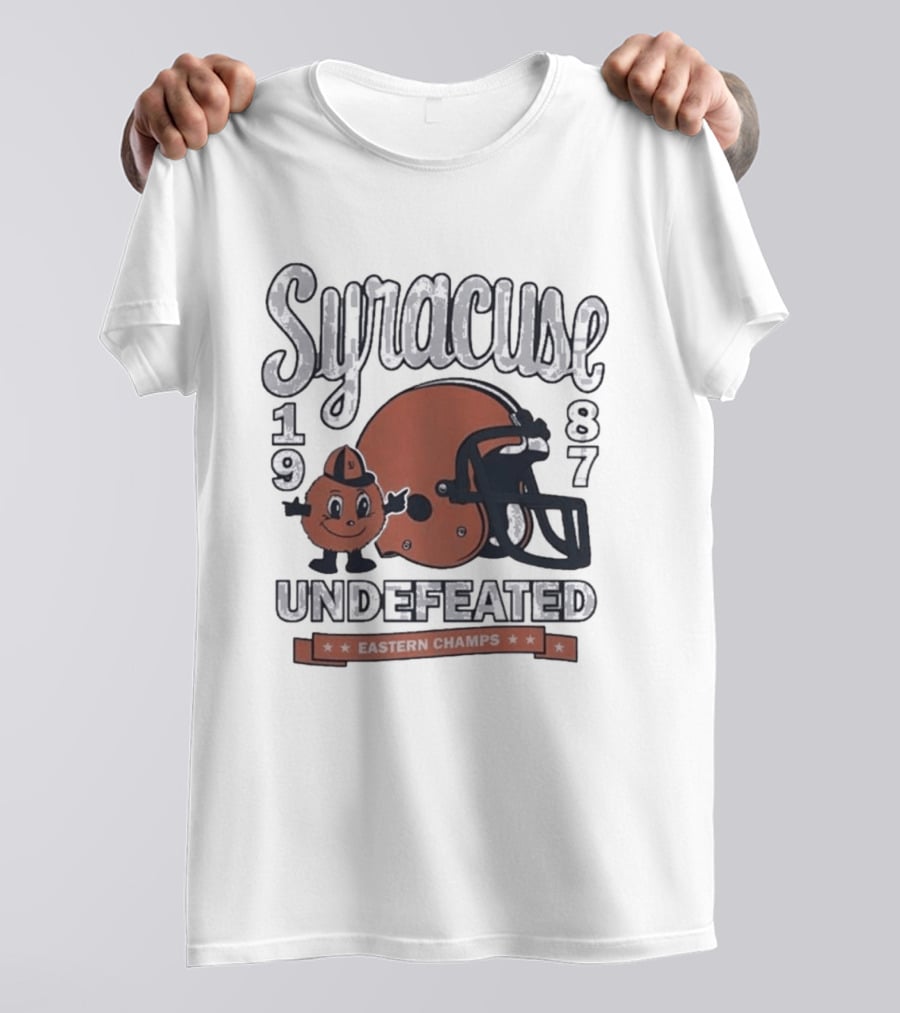 Syracuse 1987 Undefeated Eastern Champs Football Helmet Orange T-Shirt