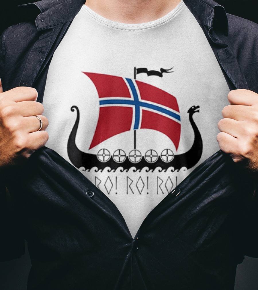 Viking Ship Norwegian Flag Ro Ro Ro T-Shirt