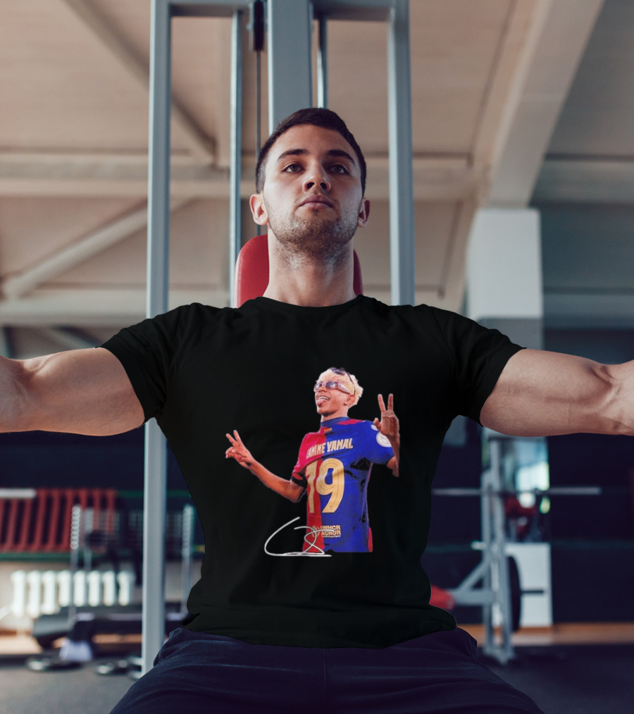 Lamine Yamal Barcelona Peace Sign Celebration 19 Jersey T-Shirt
