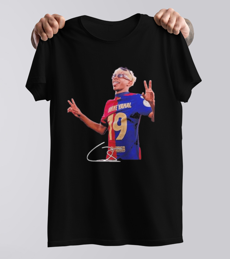 Lamine Yamal Barcelona Peace Sign Celebration 19 Jersey T-Shirt