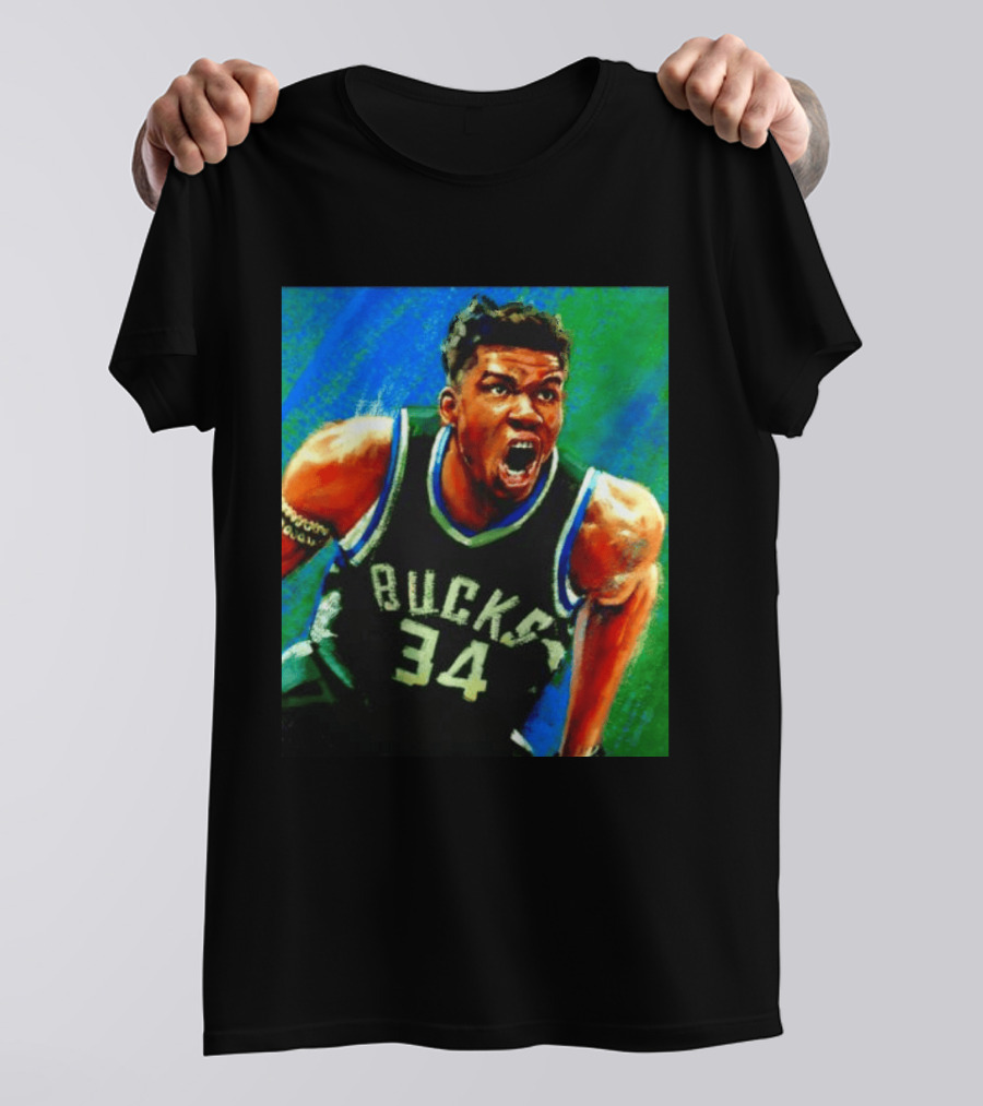 Giannis Antetokounmpo Bucks No 34 Jersey Art Basketball Star T-Shirt