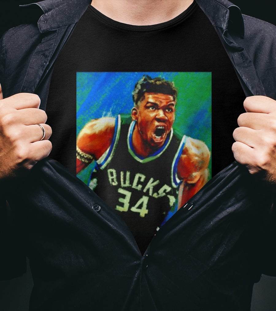 Giannis Antetokounmpo Bucks No 34 Jersey Art Basketball Star T-Shirt