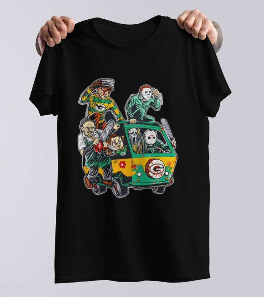 Horror Villains Green Bay Packers Mystery Machine T-Shirt