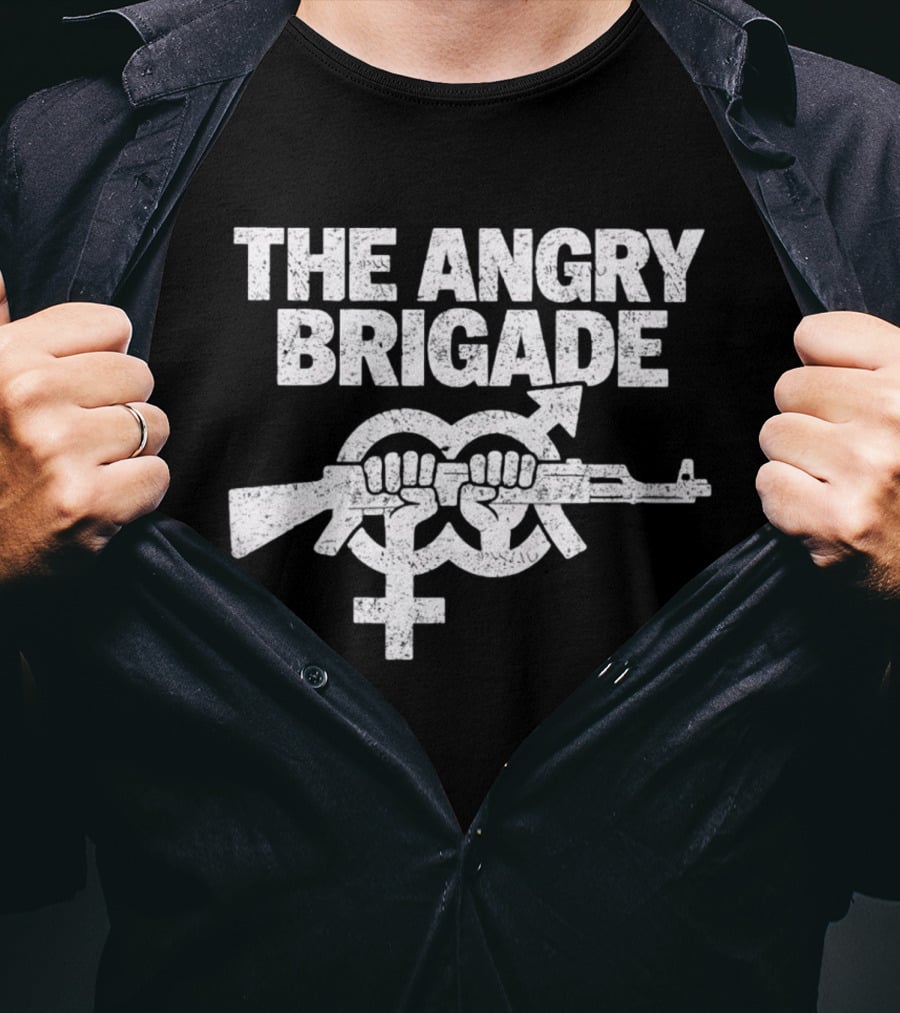 The Angry Brigade Symbol Fists Holding Rifle T-Shirt