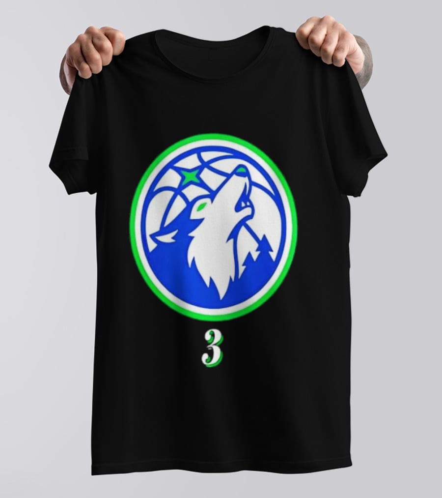 Jaden McDaniels Minnesota Timberwolves 3 Wolf Basketball T-Shirt