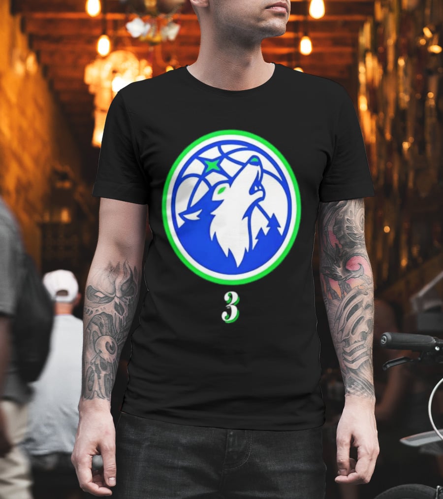 Jaden McDaniels Minnesota Timberwolves 3 Wolf Basketball T-Shirt