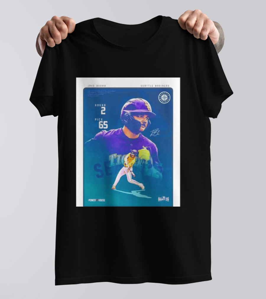 Jake Brown Seattle Mariners Round 2 Pick 65 Draft 26 Powerhouse T-Shirt
