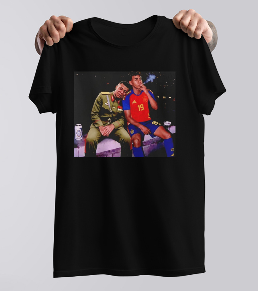 Kylian Mbappe And Lamine Yamal Smoking Spain Number 19 Soccer T-Shirt