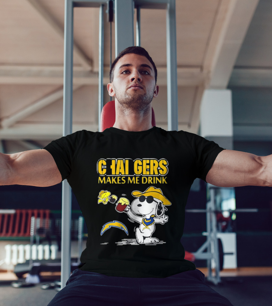 Snoopy Drinking Beer Chargers Makes Me Drink T-Shirt