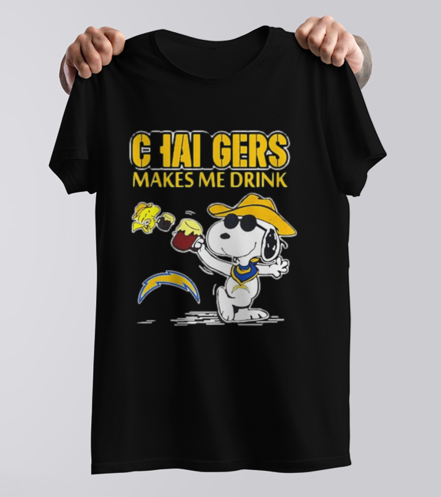 Snoopy Drinking Beer Chargers Makes Me Drink T-Shirt