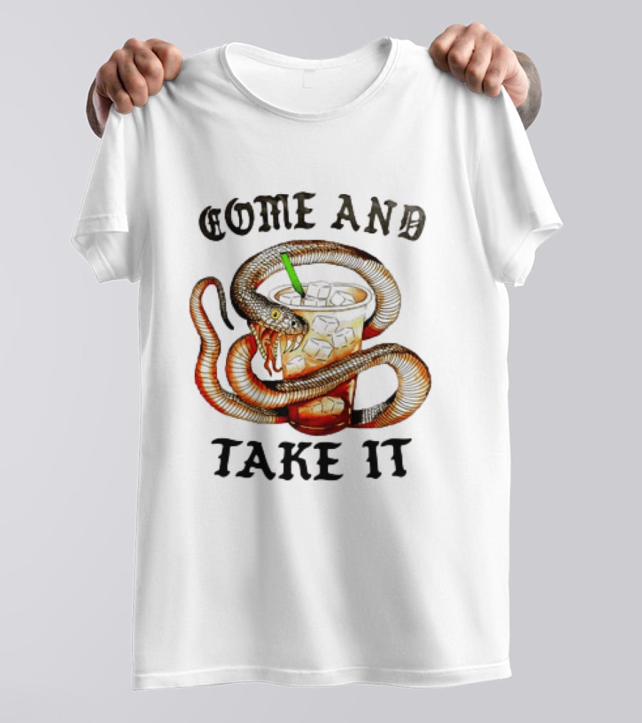 Come And Take It Snake Wrapped Around Iced Coffee Cup T-Shirt