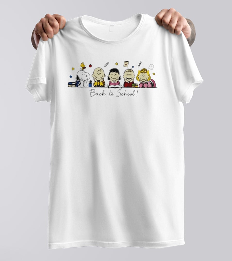 Peanuts Back To School Snoopy Woodstock Charlie Brown Lucy Linus Sally T-Shirt