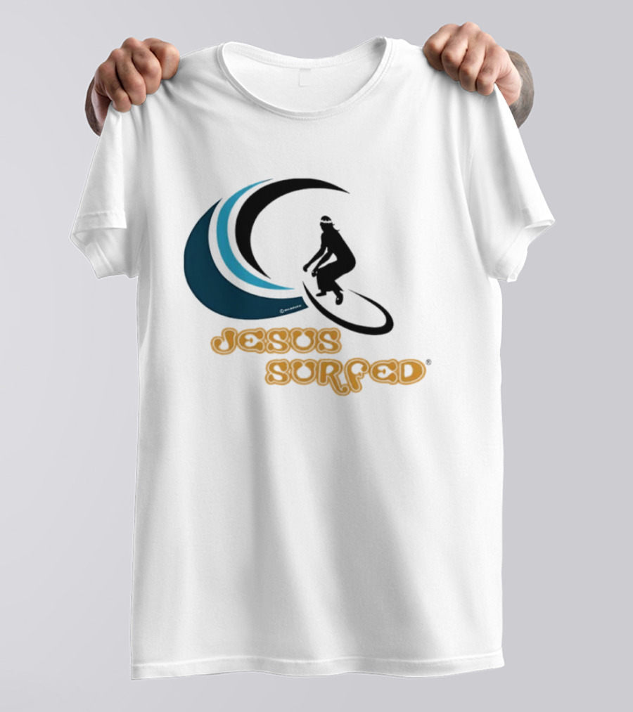 Jesus Surfed Christianity Faith Surfing T-Shirt