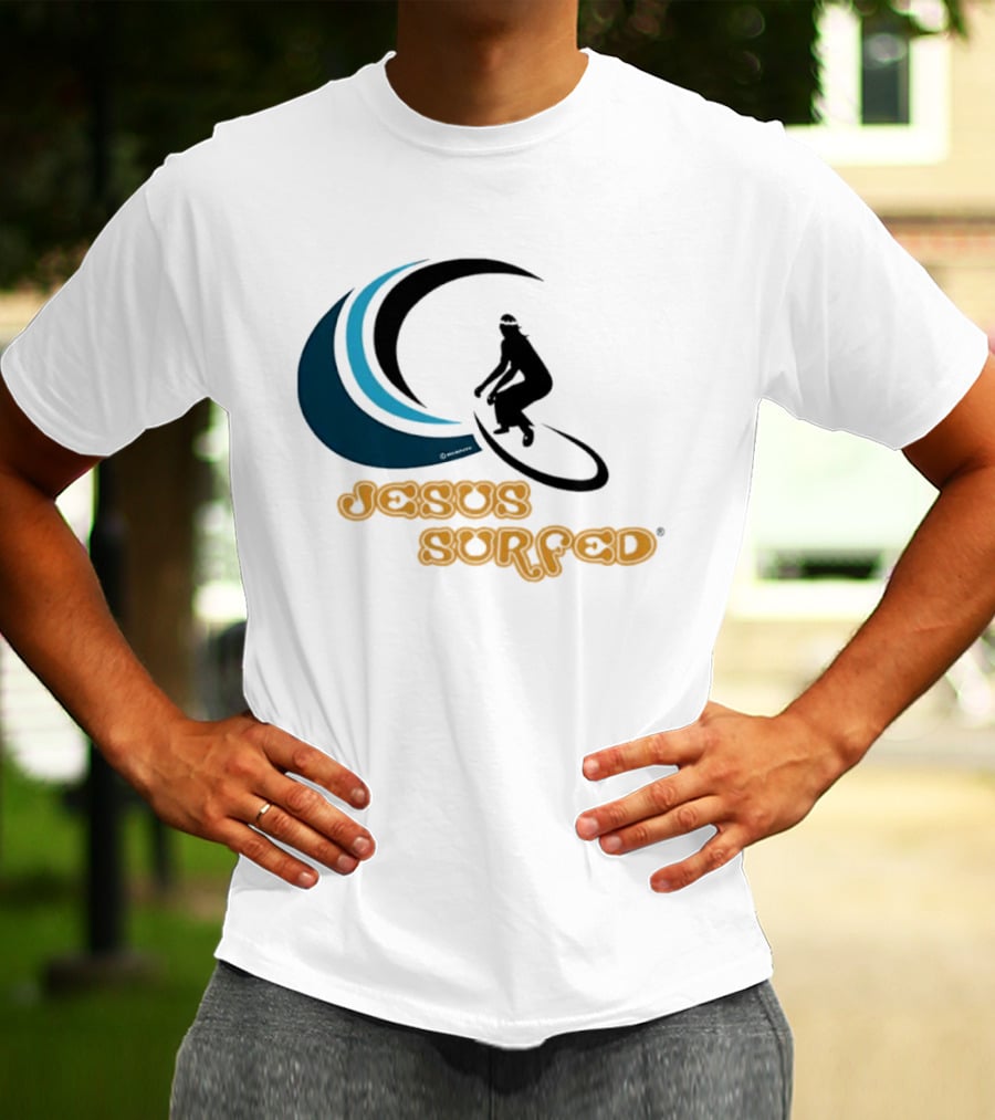 Jesus Surfed Christianity Faith Surfing T-Shirt