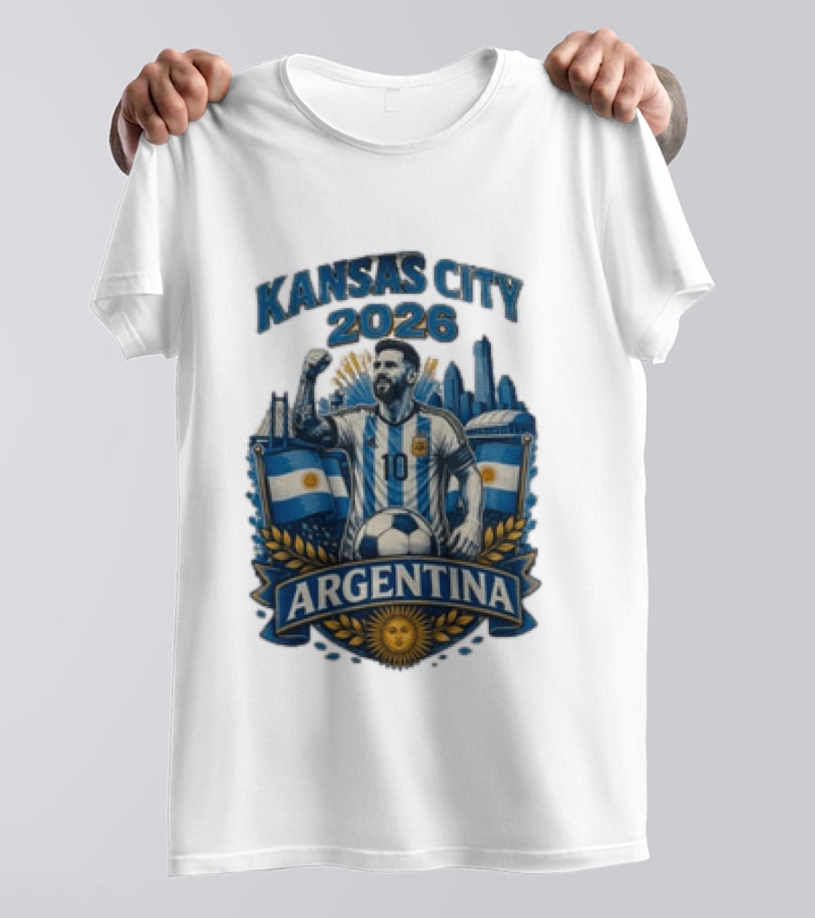 Kansas City 2026 Argentina Lionel Messi No 10 Flag Skyline T-Shirt