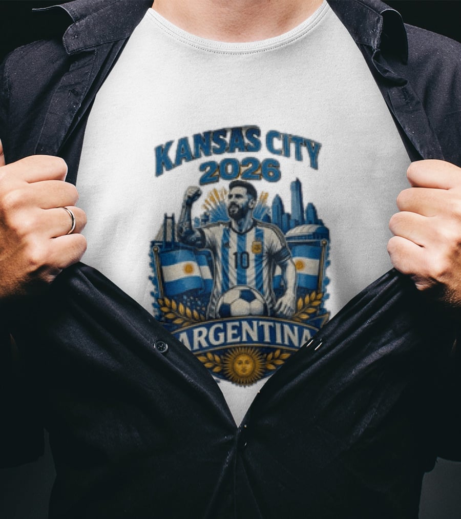 Kansas City 2026 Argentina Lionel Messi No 10 Flag Skyline T-Shirt
