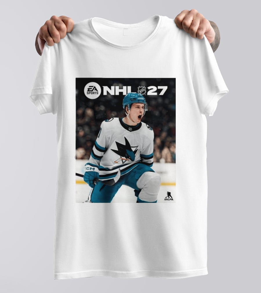EA Sports NHL 27 Macklin Celebrini San Jose Sharks Cover Athlete NHLPA T-Shirt