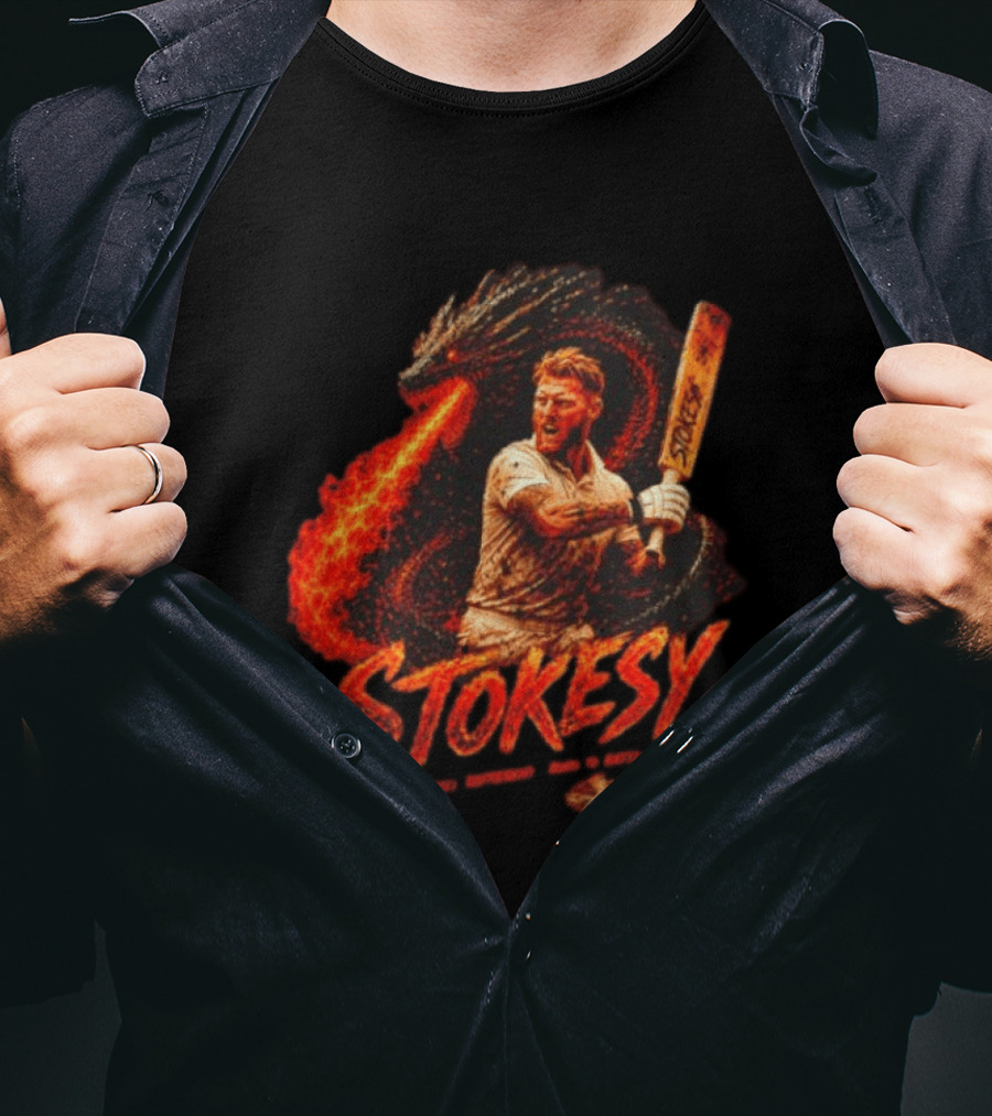 Ben Stokes England Cricket Team STOKESY Built Different Born To Battle Fiery Dragon T-Shirt