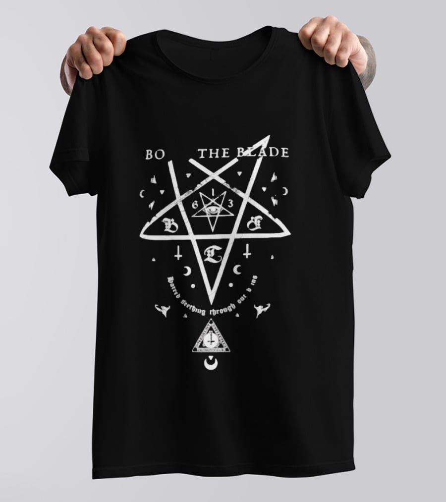 BO The Blade Pentagram Symbols Phrase Running Through Our Veins T-Shirt