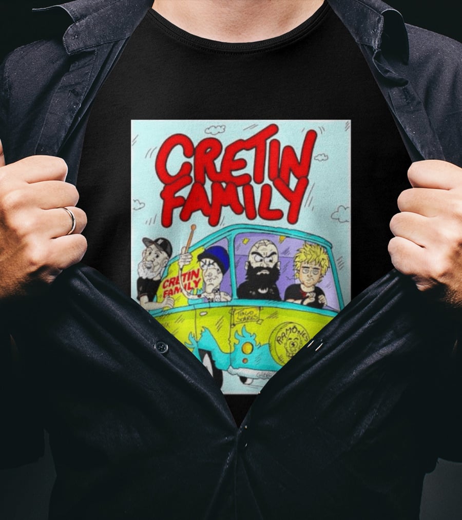 Cretin Family Punk Ramones Gabba Gabba Hey Van Cartoon T-Shirt