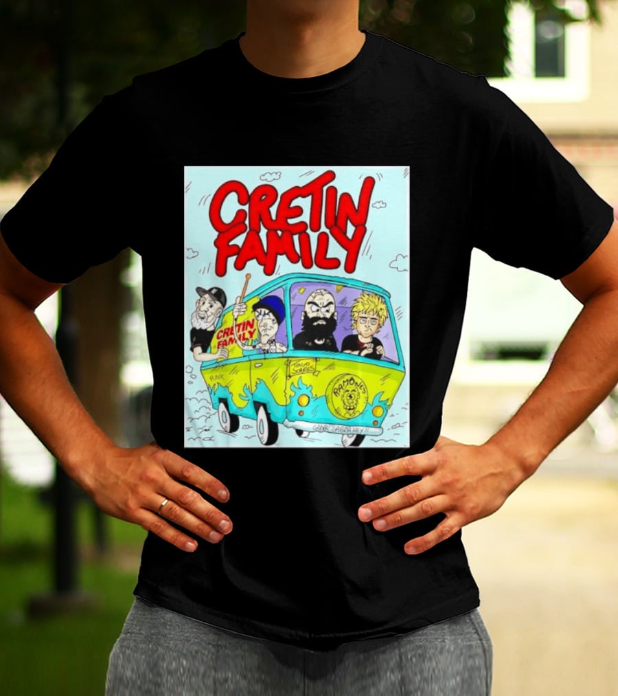 Cretin Family Punk Ramones Gabba Gabba Hey Van Cartoon T-Shirt