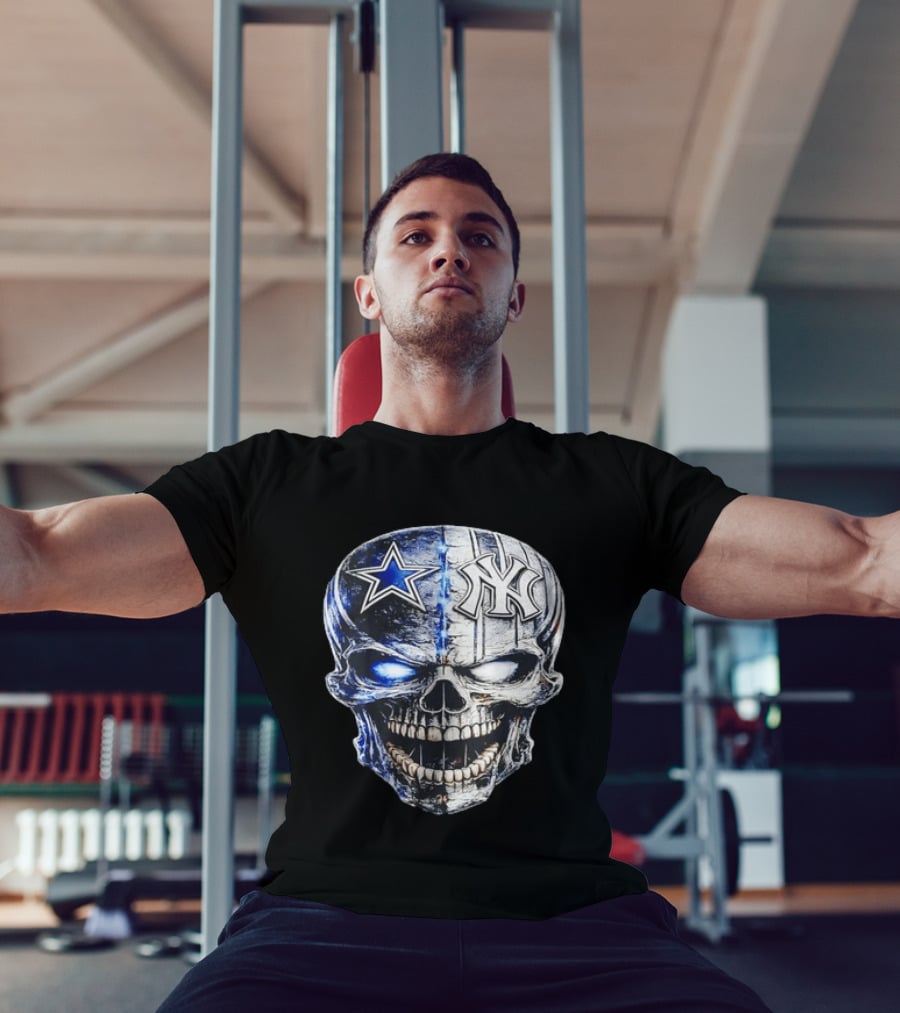 Dallas Cowboys Star New York Yankees Skull T-Shirt