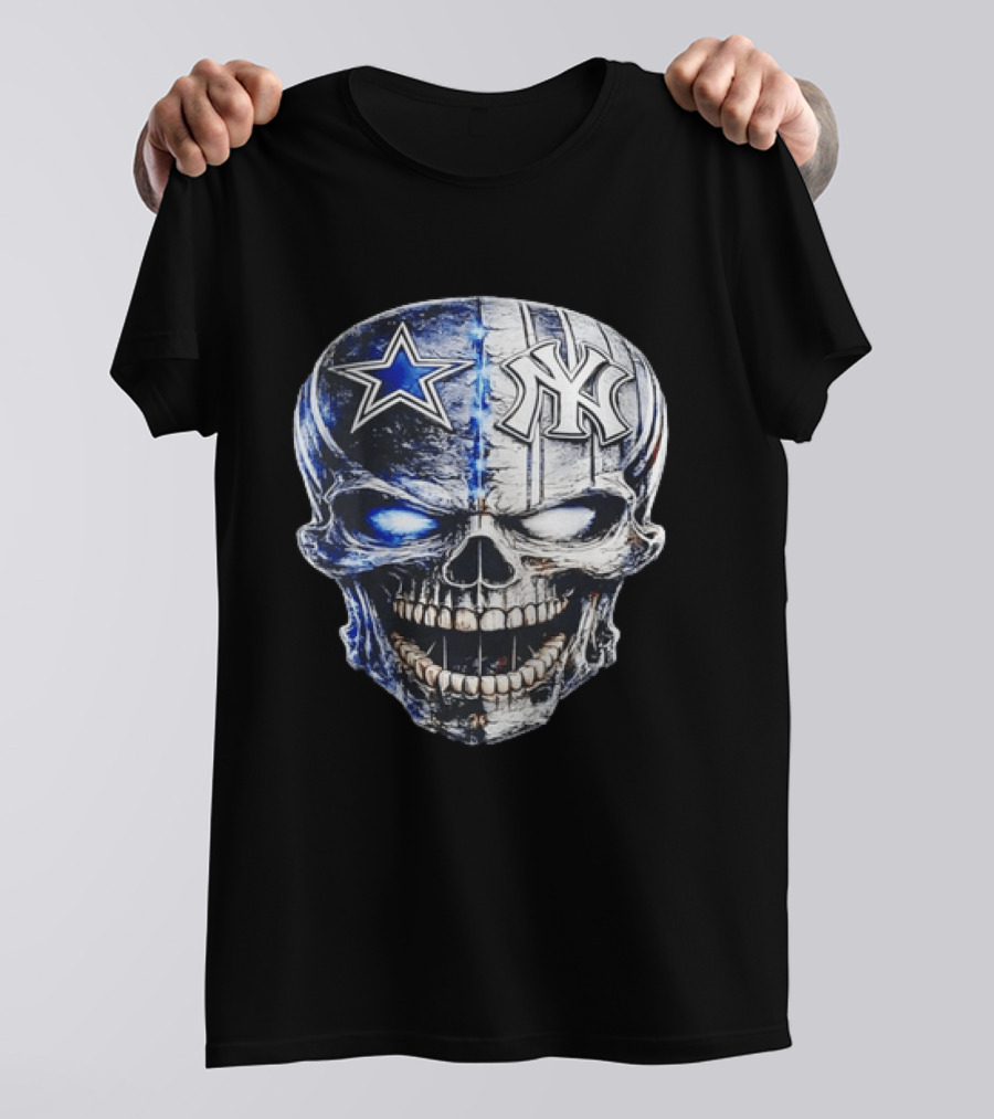 Dallas Cowboys Star New York Yankees Skull T-Shirt