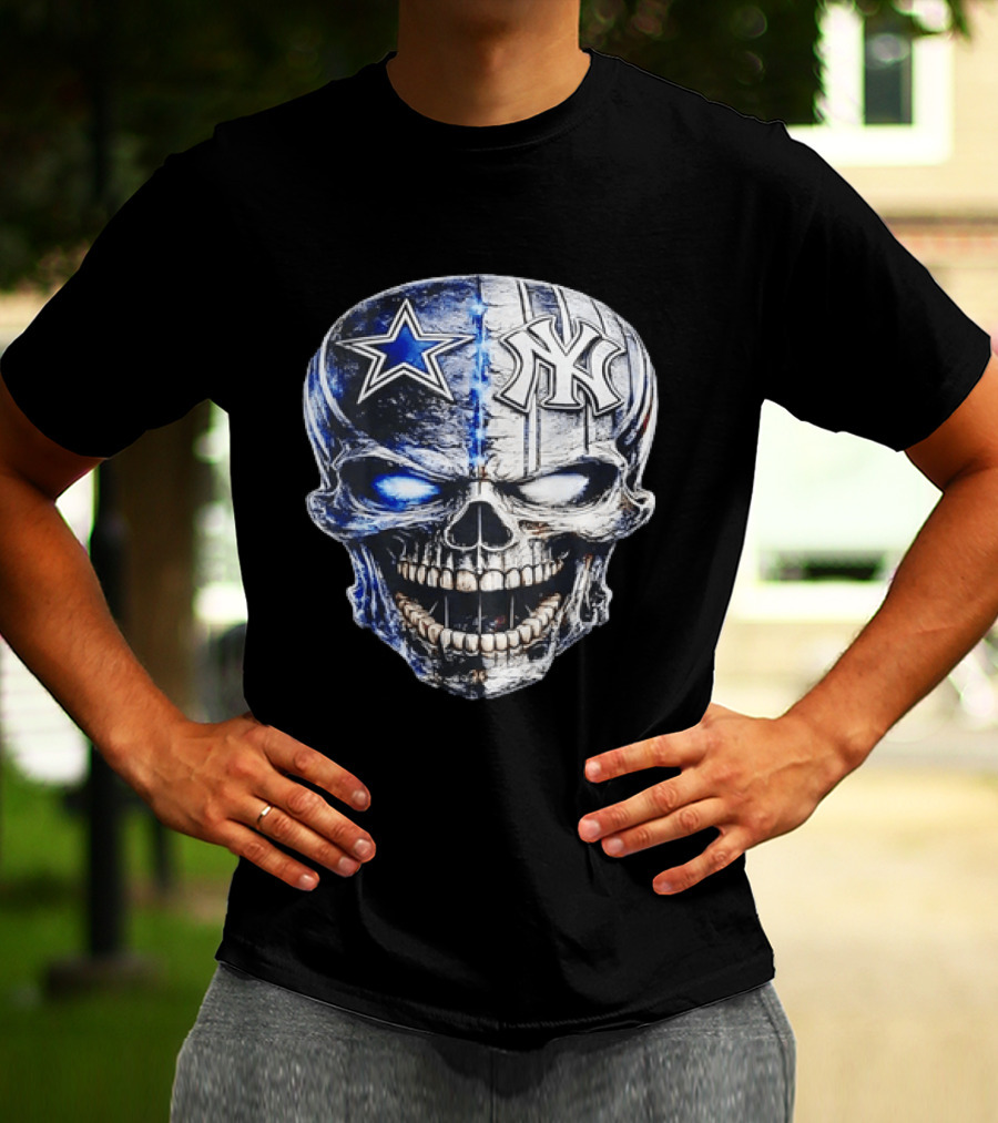 Dallas Cowboys Star New York Yankees Skull T-Shirt