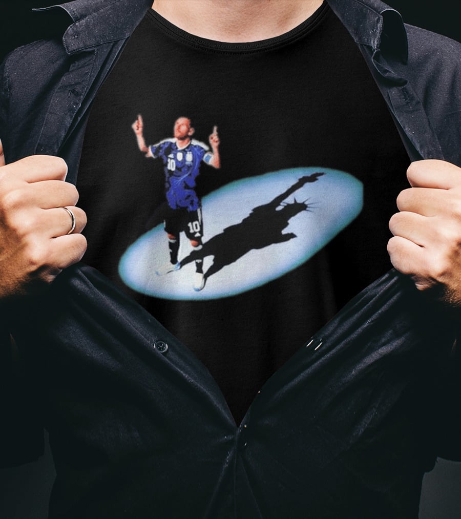 Lionel Messi Iconic Argentina Celebration With Liberty Shadow T-Shirt