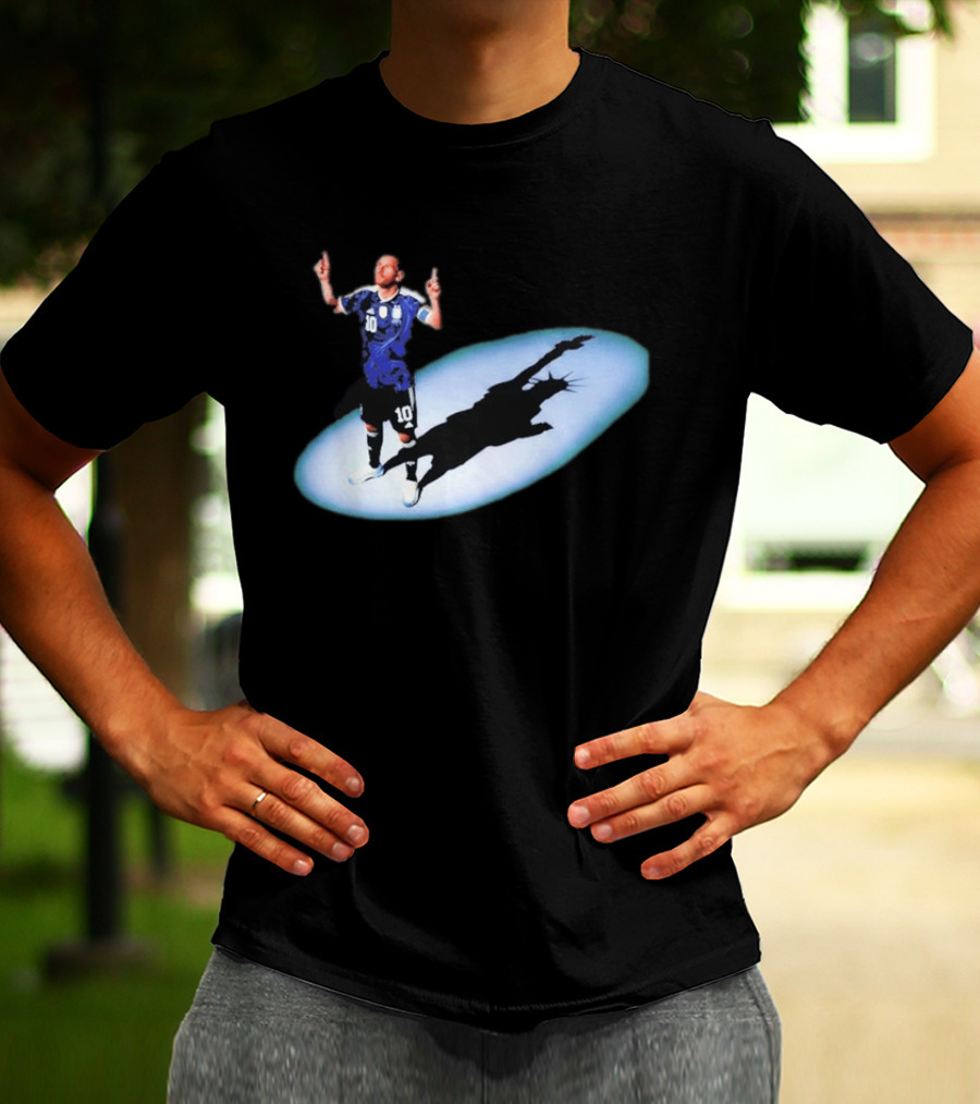 Lionel Messi Iconic Argentina Celebration With Liberty Shadow T-Shirt