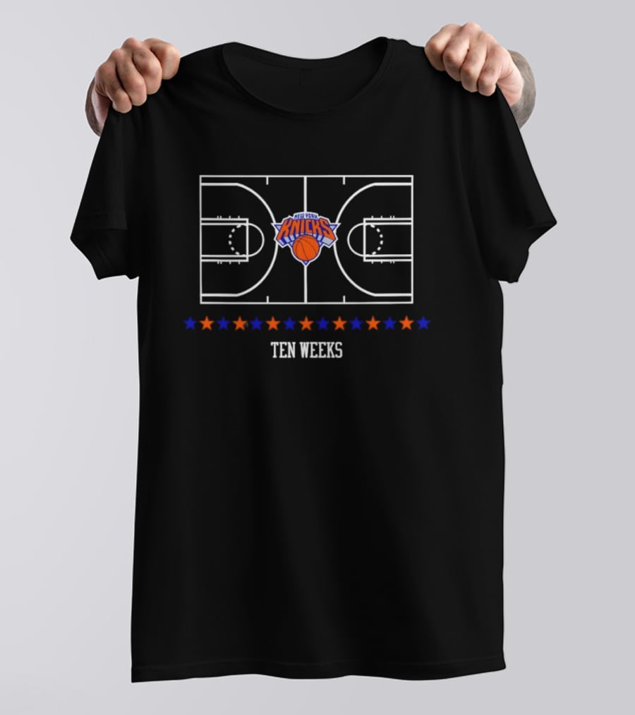 New York Knicks Basketball NBA Ten Weeks Go New York 2026 Court Stars T-Shirt
