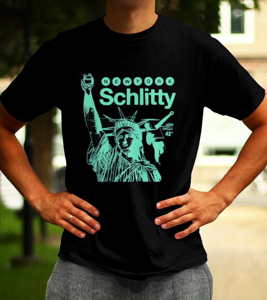 New York Schlitty Statue Liberty ARM Angle New York Baseball T-Shirt