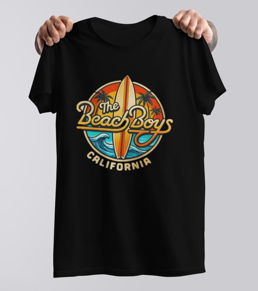 The Beach Boys California Surfboard Palm Trees Ocean Wave T-Shirt