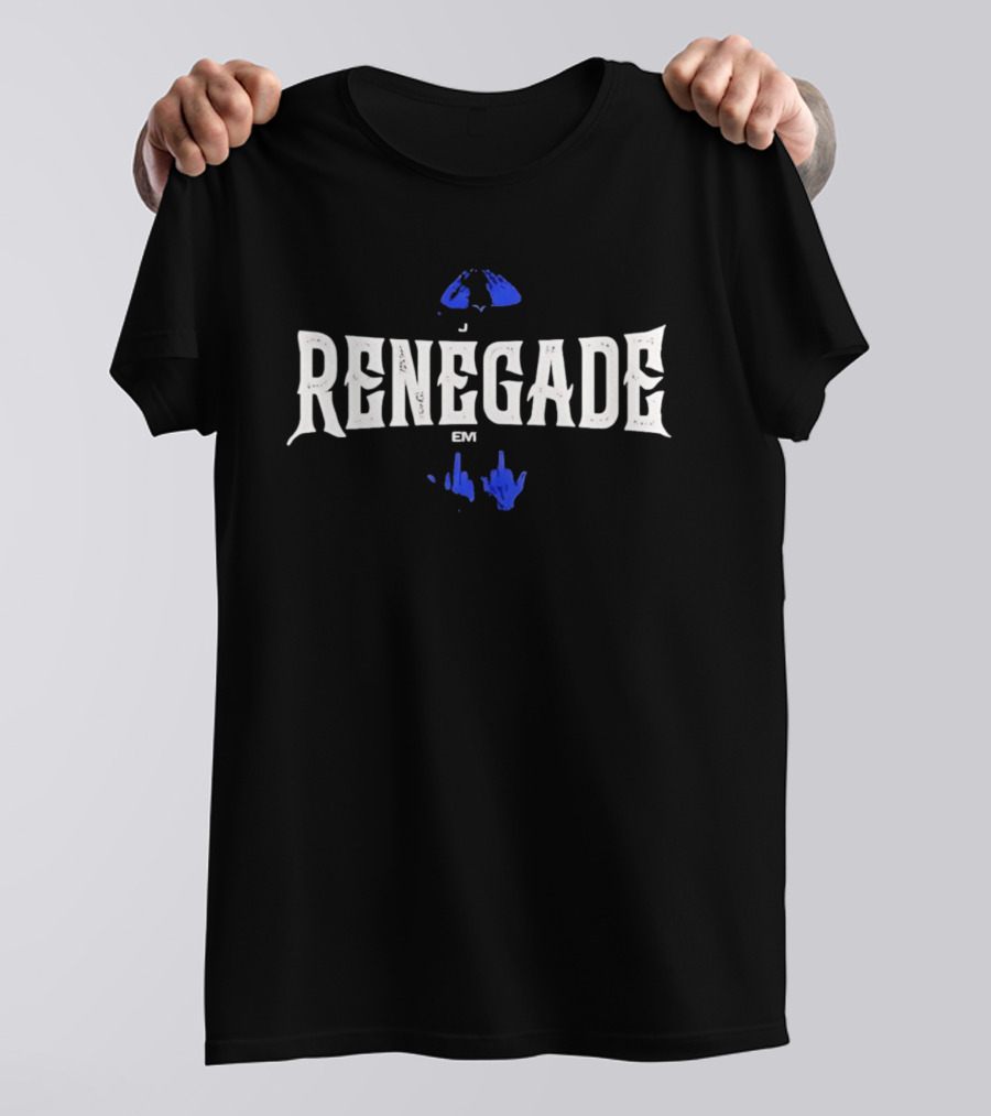 Renegade Eminem Jay Z Middle Finger Blue Hands T-Shirt