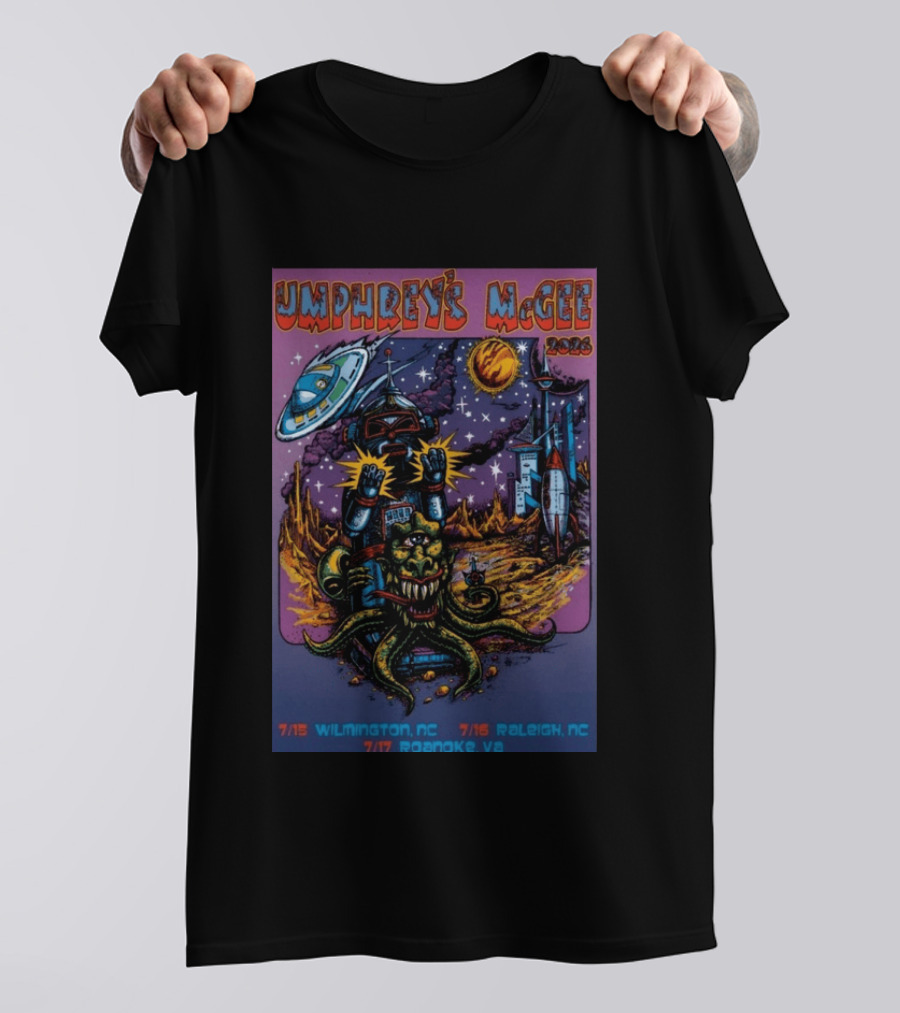 Umphrey's McGee 2026 Tour Wilmington NC July Alien Space Adventure T-Shirt