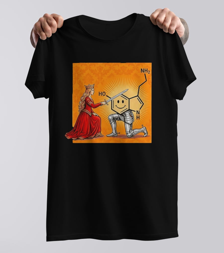 Sir Otonin Serotonin Molecule Knight Queen Chemistry T-Shirt