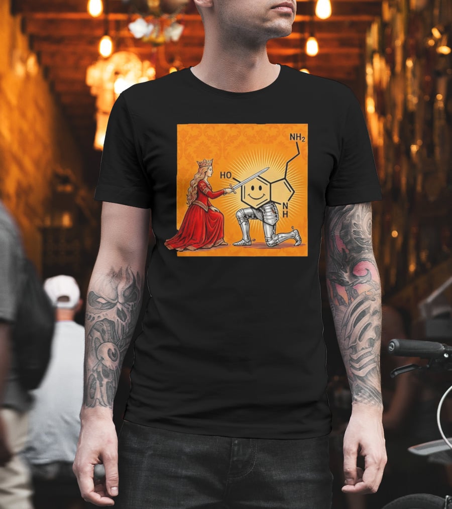 Sir Otonin Serotonin Molecule Knight Queen Chemistry T-Shirt