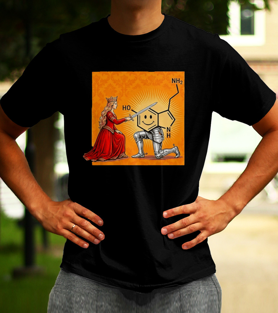 Sir Otonin Serotonin Molecule Knight Queen Chemistry T-Shirt