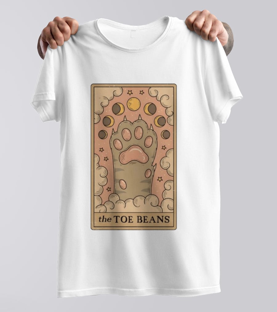 Cat Paw Toe Beans Tarot Moon Phases Card T-Shirt