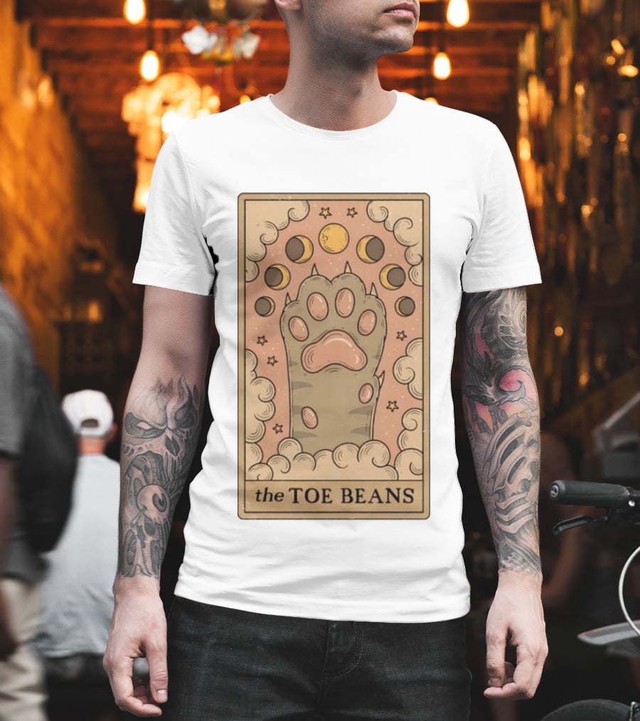 Cat Paw Toe Beans Tarot Moon Phases Card T-Shirt