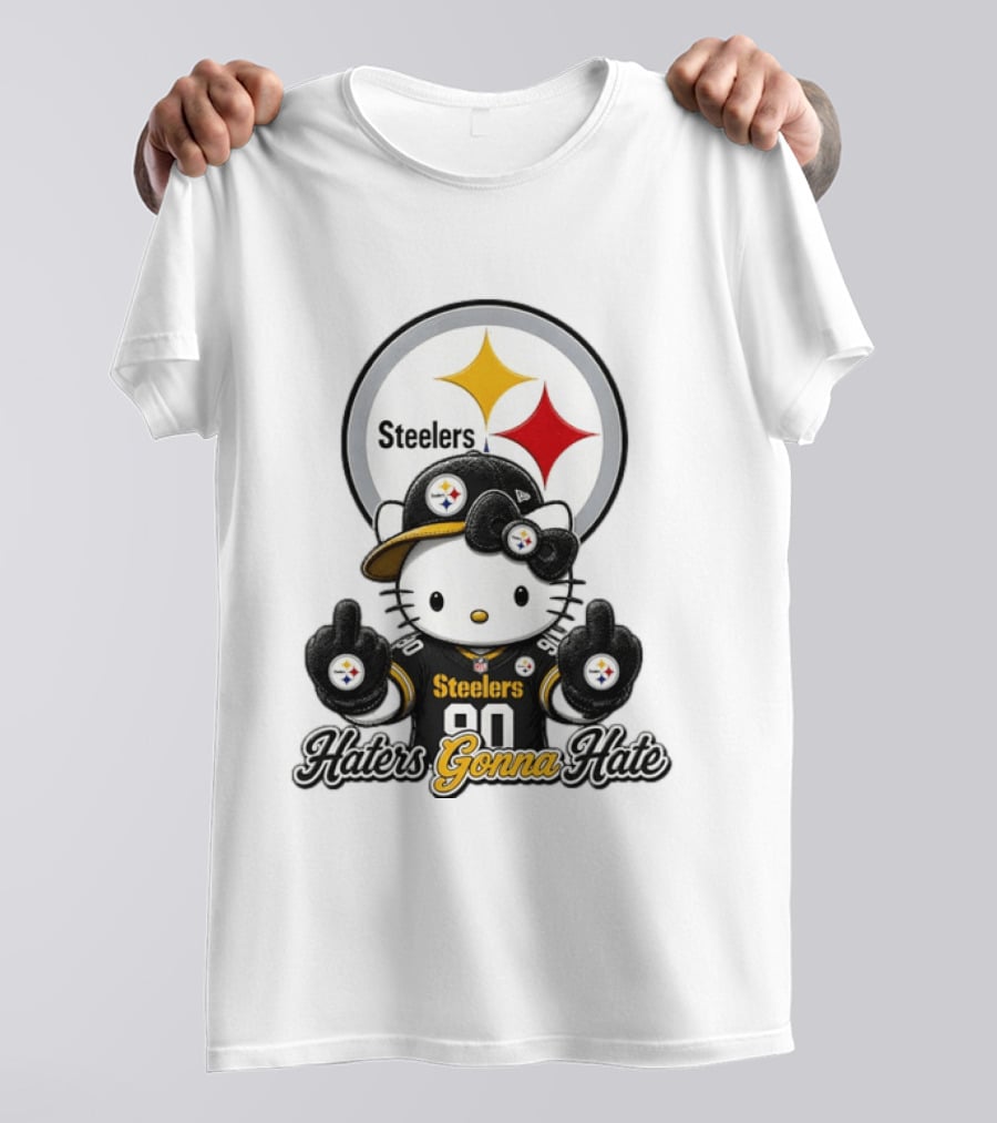 Hello Kitty Steelers Middle Finger Haters Gonna Hate T-Shirt