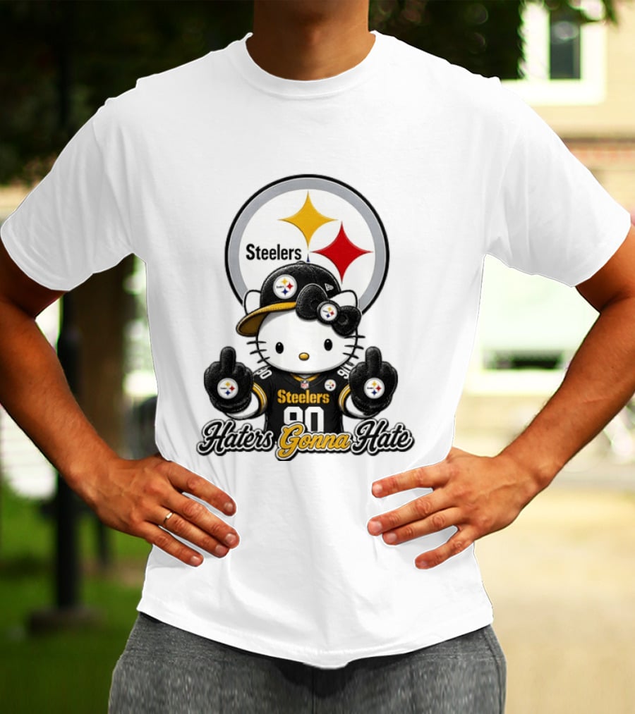 Hello Kitty Steelers Middle Finger Haters Gonna Hate T-Shirt
