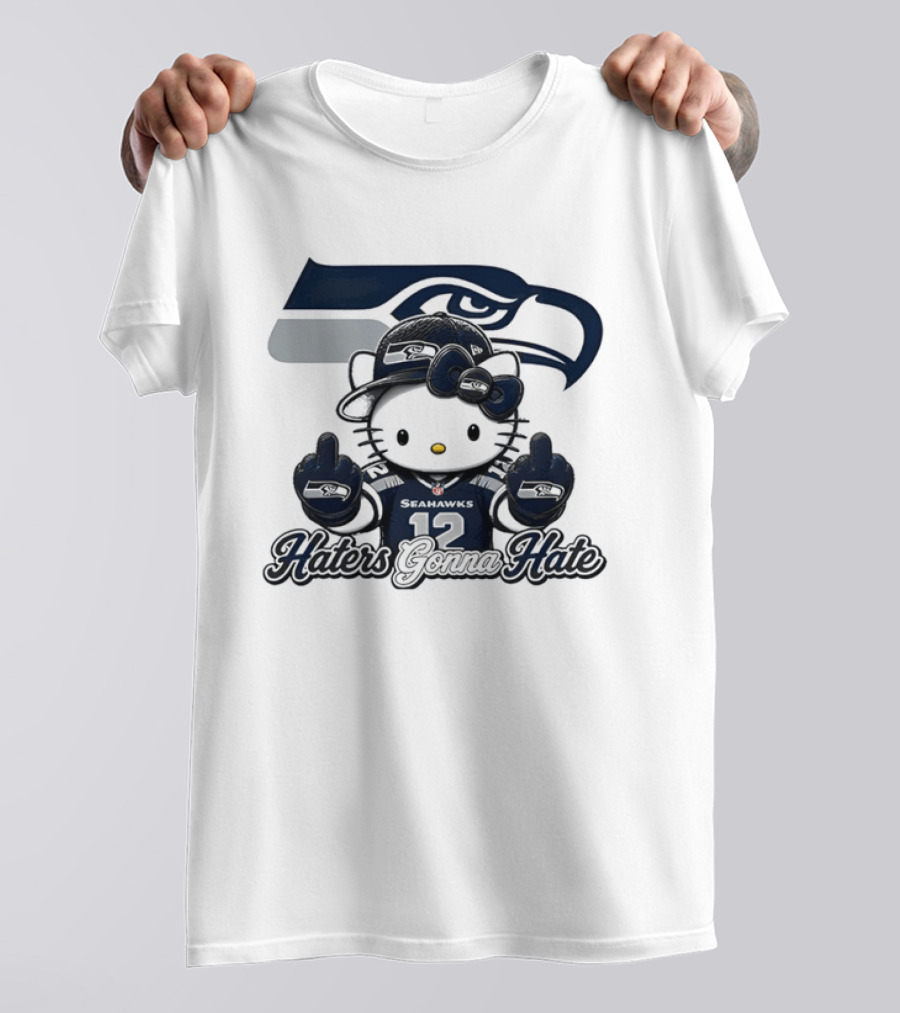 Hello Kitty Seattle Seahawks Haters Gonna Hate Middle Finger 12 T-Shirt