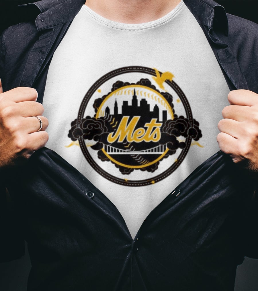 New York Mets MLB Skyline Baseball Bridge T-Shirt