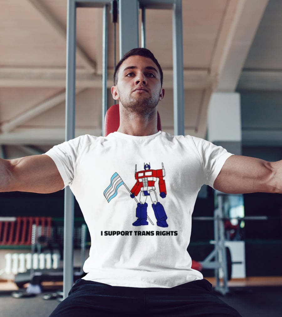 I Support Trans Rights Robot With Flag T-Shirt