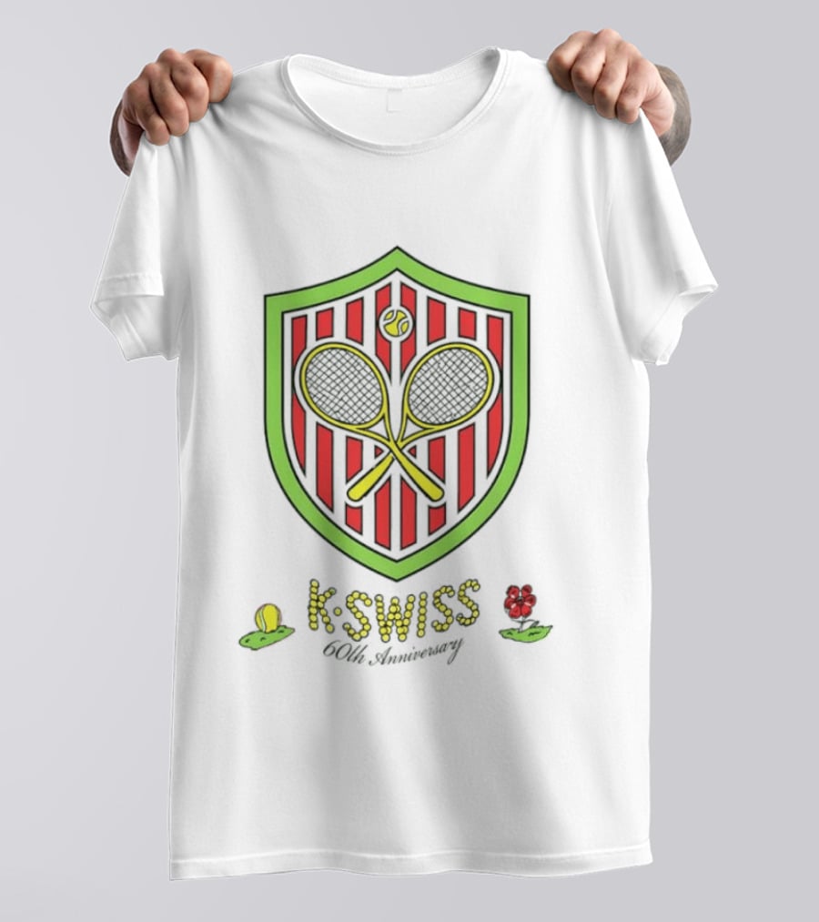 K Swiss 60th Anniversary Tennis Racquets Shield Retro Sports T-Shirt